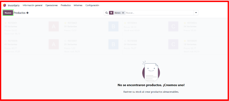Botón nuevo para añadir productos